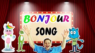 BONJOUR Good morning FRENCH Learning song for kidsGreetings for different times of the day Easy [upl. by Stovall]