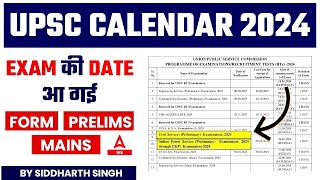 UPSC Calendar 2024 Released  UPSC 2024 Calendar And UPSC 2024 Exam Date Complete Details [upl. by Lever]