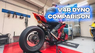 Ducati V4R vs V4 Dyno Comparison AND V4R Stock vs UpMap vs BT Moto Dyno Comparison [upl. by Donella228]