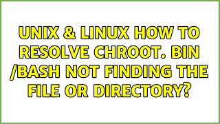 Unix amp Linux How to resolve chroot Bin bash not finding the file or directory [upl. by Eenafit]