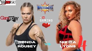 Ronda Rousey vs Nikita Lyons 4  Wrestlemania  WWE2K23 Gameplay rondarousey wwe judoka [upl. by Gerk]