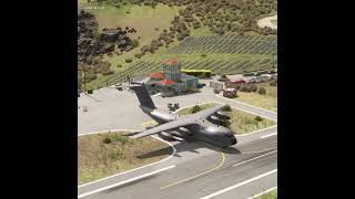 full of caution A400M aircraft takes off on a short runway [upl. by Ecerahc889]