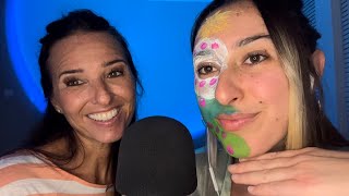 My mom tries ASMR again ♡ relaxing face brushing  painting [upl. by Nelyak]