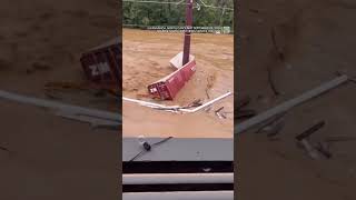 New video from NC shows powerful flood water tearing building in half [upl. by Nelra]