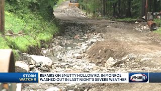 Repairs on road in Monroe washed away in latest storm [upl. by Edmon]