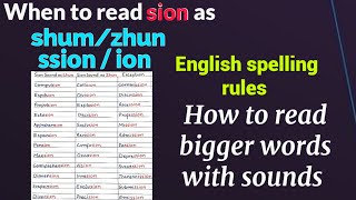 suffix sion as shun or zhun sounds sion suffix [upl. by Hacceber]