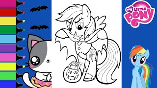 Coloring My Little Pony Rainbow Dash Halloween Costume Coloring Book Pages  Sprinkled Donuts JR [upl. by Alrak357]