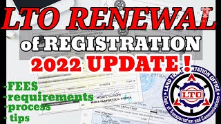 LTO RENEWAL OF REGISTRATION 2022 UPDATE  PAANO MAGREHISTRO SA LTO  CARLUTO TV [upl. by Cinderella]