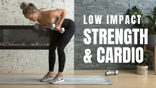 Low Impact HIIT  Strength  Cardio Workout with weights [upl. by Sevy]