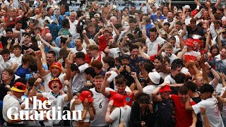 England fans wildly celebrate Bellingham and Kane goals against Slovakia [upl. by Keemahs]