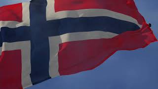 Waving flag and National Anthem of Norway quotJa vi elsker dette landetquot [upl. by Eilahtan]