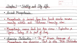 Class 11 History Handwritten Notes Chapter 2 Writing And City Life handwrittennotes NCERTnotes [upl. by Bigod52]