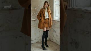 2024 Winter fashions  suede jacket amp mini skirt styles outfits [upl. by Follansbee364]