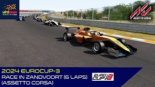 2024 Eurocup3  Race in Zandvoort 6 laps  Assetto Corsa [upl. by Normand]