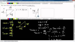 Secondaire 4 SN Québec Trigonométrie trouver les mesure manquante dans le triangle rectangle [upl. by Anauqahs774]