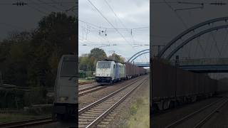 Special Rainbow Railpool Traxx passes Salzbergen with a Volvo train [upl. by Dorri]