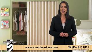 Accordiondoorscom Woodfold Accordion Doors Folding Doors Acoustical Partitions Room Dividers [upl. by Annaoj]