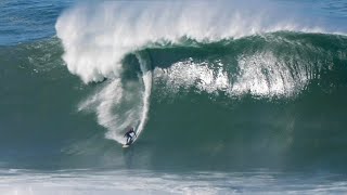 Jojo Roper Huge Mavericks Tow Surf in Slowmo 12282023  Mavericks Awards [upl. by Yetty]