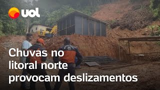 Chuvas no litoral de SP Temporal causa deslizamentos e enchentes em São Sebastião e Ubatuba [upl. by Layman]