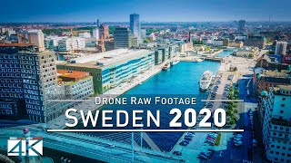 【4K】Drone RAW Footage  This is SWEDEN 2020  Malmö  UltraHD Stock Video [upl. by Anilrats]