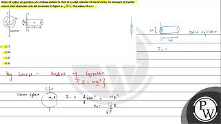 Ratio of radius of gyration of a hollow sphere to that of a solid cylinder of equal mass for mo [upl. by Damon]