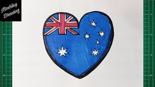 How to Draw Heart Shaped Australian Flag [upl. by Gabriela839]