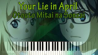 Otouto Mitai na Sonzai  弟みたいな存在 YOUR LIE IN APRIL  Synthesia Piano Tutorial [upl. by Onileva]