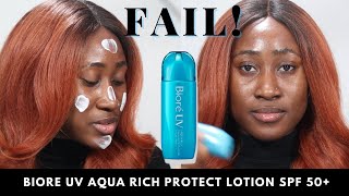 Biore UV Aqua Rich Aqua Protect Lotion SPF 50 Review on Dark Skin  TamunoAbbey [upl. by Winola]