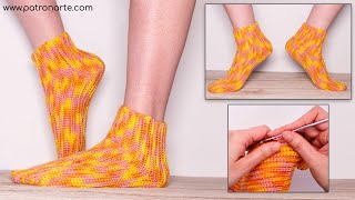 Calcetines a Crochet SUPER FÁCILES Tejidos Recto Cualquiera Puede Tejerlos Rápido y Parecen 2 Agujas [upl. by Whitcher864]