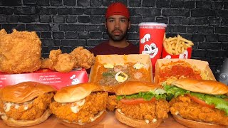 ASMR JOLLIBEE MUKBANG  NEW FRIED CHICKEN SANDWICH SPAGHETTI PALABOK AND FRIED CHICKEN [upl. by Hogg]