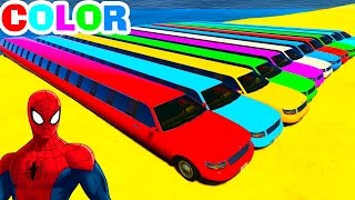 LONG COLOR Cars in Spiderman Cartoon with Colors for Kids and Children Nursery Rhymes Fun Video [upl. by Kenny]