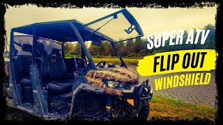 Super ATV Flip Out Windshield Installation On A Can Am Defender [upl. by Kuehnel]