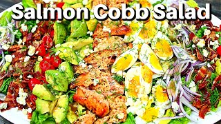 Healthy Salmon Cobb Salad Recipe With Easy Salad Dressing [upl. by Ainel]