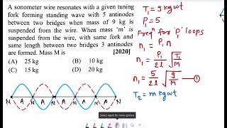 26 A sonometer wire resonates with a given tuning fork forming standing wave with 5 antinodes bet [upl. by Gavrah]