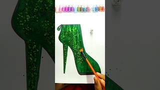 Green glitter heels paints and arts glitterpainting artandcraft art [upl. by Troxell]