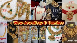 Imitation Jewellerylowest pricesBeautiful combo sets in unbelievable pricesMatampgold finishBsmart [upl. by Eyr]