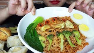 ASMR MUKBANG MIE INSTAN SHIN RAMYUN GORENG DAN DIMSUM AYAM  MUKBANG INDONESIA [upl. by Lleznov]