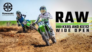 Raw  2022 KX85 and KX112 TwoStrokes Wide Open [upl. by Adneram820]