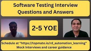 Software Testing Mock Interview Automation Testing Interview RD Automation Learning [upl. by Dorcia]