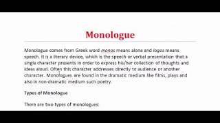 Dramatic Monologue Monologue Soliloquy  What is Monologue Figure of Speech  Literary Terms [upl. by Aix]