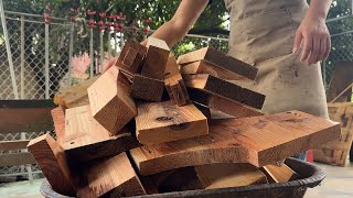 Creating a Unique Table from Small Wood Scraps Efficient Waste Wood Recycling Idea [upl. by Ettevad]