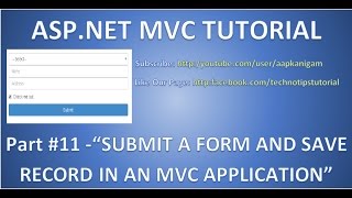 Part 11 Insert data into database in ASPNET MVC  Submit a Form and Save Record  HD Video [upl. by Nnahs]