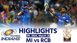 MI vs RCB IPL 2024 Mumbai Indians vs Royal Challengers Bengaluru Today Full Match Highlights [upl. by Suhploda257]