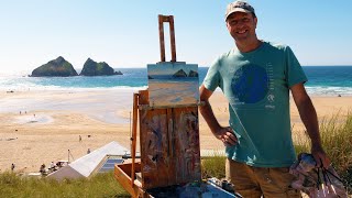 Plein Air Painting  Holywell Bay Cornwall [upl. by Soilissav986]