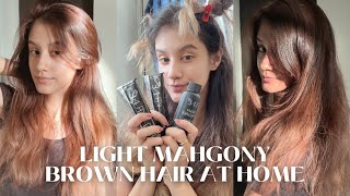 light brown hair dye at home mahagony brown for the summer 🫶✨☀️ [upl. by Polish]