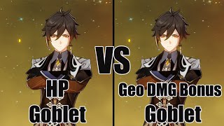 Zhongli HP Goblet VS Geo DMG Bonus Goblet Damage test  Genshin impact [upl. by Baynebridge]