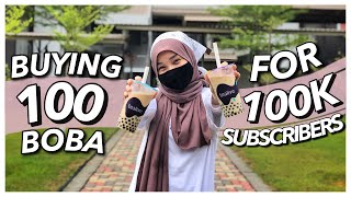 BUYING 100 BUBBLE TEA FOR 100K SUBSCRIBERS  Tealive Malaysia in UiTM Dengkil [upl. by Waylin266]