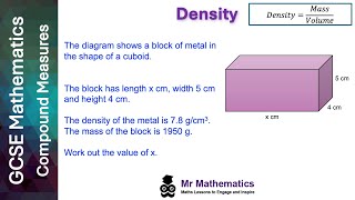 Calculating Density  Mr Mathematics [upl. by Nakashima848]