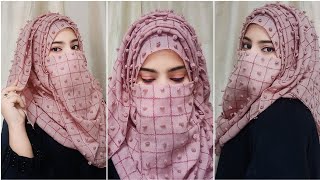 Layered Hijab with Niqab  Ramadan Special Hijab Tutorial  Full Coverage Hijab  Hijab Tutorial [upl. by Gertruda888]