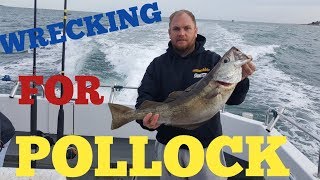 Wrecking for pollock sidewinder and redgill lures sea fishing on a boat [upl. by Ahsilat]